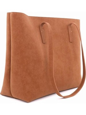 Rivina Kadın Sara Su Geçirmez Nubuk Büyük Boy Fermuar Kapamalı El Kol ve Omuz Çantası