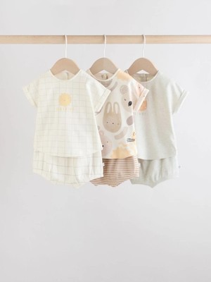 Next Baby Pamuklu Scandi Karakterli Kısa Kollu 3'lü Alt Üst Takım