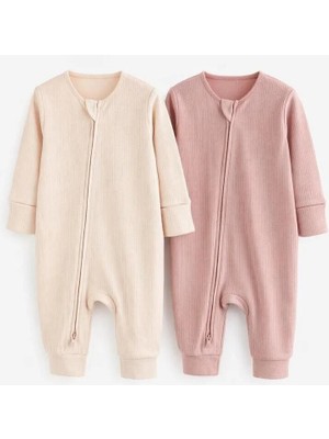 Next Baby Pamuklu Pembe 2'li Tulum Set