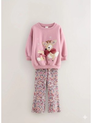 Next Baby Pamuklu Geyik Desenli Uzun Kollu Alt Üst Takım