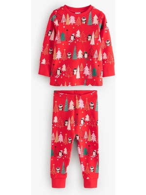 Next Baby Kırmızı Yılbaşı Temalı Pijama Alt Üst Takım