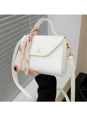 Rivina Lumia Küçük Boy Suni Deri Kapaklı Fular Detaylı Omuz & El Çantası