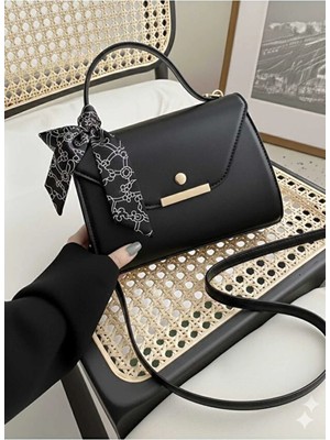 Rivina Lumia Küçük Boy Suni Deri Kapaklı Fular Detaylı Omuz & El Çantası