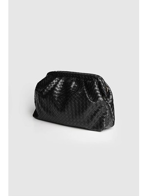 Rivina Meri Glow Örgü Detaylı El, Omuz ve Çapraz Çanta Siyah