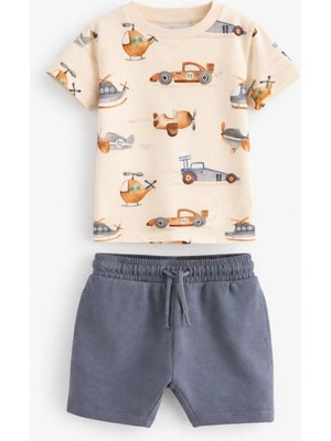 Next Baby Pamuklu Baskılı Kısa Kollu Alt Üst Takım