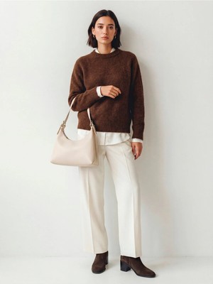 Rivina Hazel Kadın Ayarlanabilir Askılı Tek Saplı El Kol ve Omuz Çantası Krem