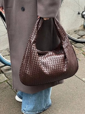 Rivina Bahes Kadın Örgülü Deri Büyük Boy Tote Model El Kol ve Omuz Çantası