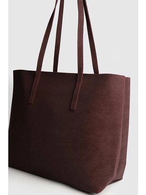 Rivina Kadın Sara Su Geçirmez Nubuk Büyük Boy Fermuar Kapamalı El Kol ve Omuz Çantası