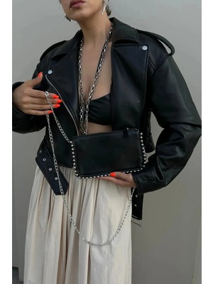 Rivina Luna Siyah Zincir Askılı Kadın Omuz ve El Çantası