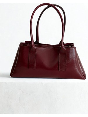 Rivina Luki Kadın Modern Fermuarlı Üç Gözlü El Kol ve Omuz Çantası Bordo