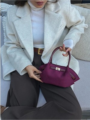 Rivina Reyl Kadın Retro Özel Kilit Aksesuarlı Kemer Tokalı Mini El ve Kol Çantası