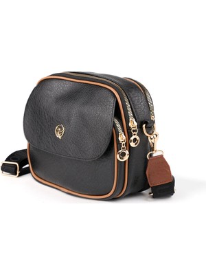 Rivina Leydi Kadın Çapraz Askılı Kapaklı Fermuarlı Çok Bölmeli Omuz Çantası