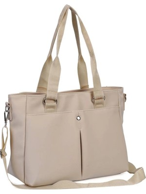 Rivina Mara Saten Çok Bölmeli Kadın Omuz ve El Çapraz Çanta Krem