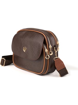 Rivina Leydi Kadın Çapraz Askılı Kapaklı Fermuarlı Çok Bölmeli Omuz Çantası