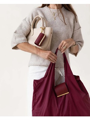 Rivina Pocket Fold Charm Olabilen Su Geçirmez Charm Detay Katlanabilir Tote Çanta