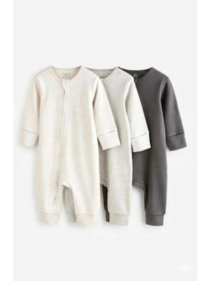 Next Baby Pamuklu Ayaksız 3'lü Tulum Set