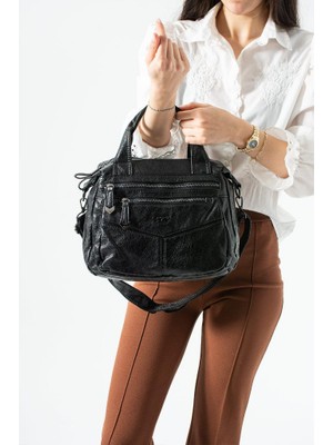 Baginn Vegan Deri Kadın Omuz Çantası Retro Y.s.deri Çok Cepli Çapraz Askılı Kol Çantası 28*24 cm