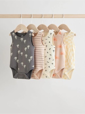Next Baby Pamuklu Monochrome/cream Tropical 5'li Body Zıbın Set