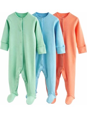 Next Baby Pamuklu Yeşil 3'lü Tulum Set