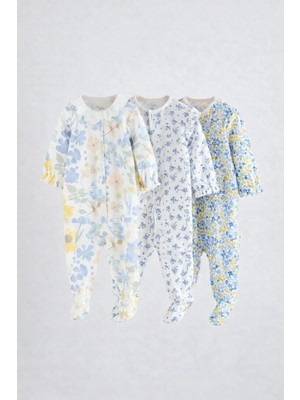 Next Baby Pamuklu Beyaz Dantel Yaka 3'lü Tulum Set