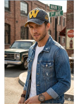 Ritagarcia W Logolu Eskitme Tasarım Erkek Beyzbol Şapkası - Retro Kep