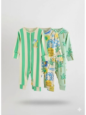 Next Baby Pamuklu Ananas Desenli 3'lü Tulum Set