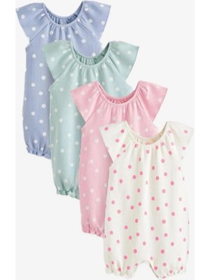 Next Baby Pamuklu Krem Pembe 4'lü Romper Set