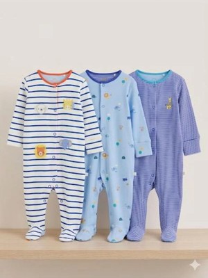Next Baby Pamuklu Mavi Safari 3'lü Tulum Set