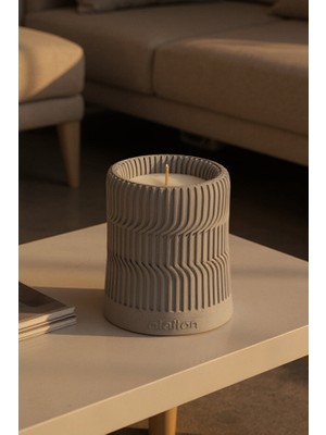 olailon Kakao Kokulu Beton Mum | Serrated Tasarım | Antrasit Gri | Dekoratif & Modern Stil