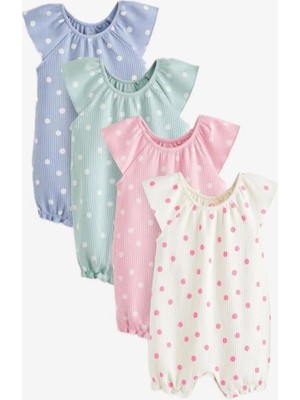Next Baby Pamuklu Krem Pembe 4'lü Romper Set