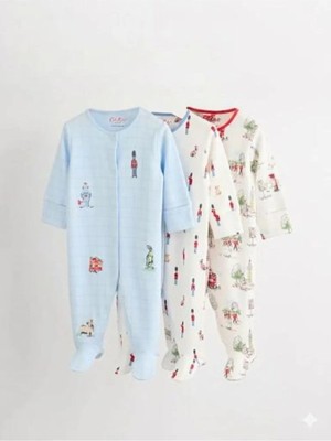 Next Baby Pamuklu Londra Desenli 3'lü Tulum Set