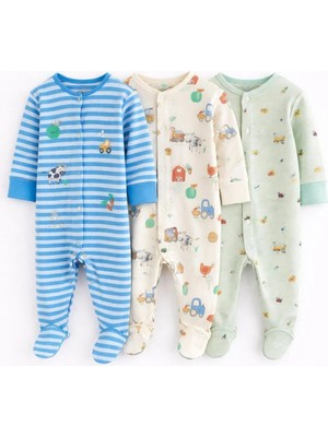 Next Baby Pamuklu Taşıtlar Temalı 3'lü Tulum Set