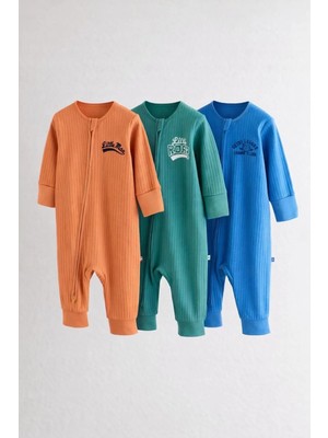 Next Baby Pamuklu Çok Renkli 3'lü Tulum Set