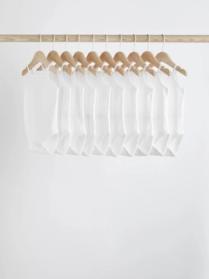 Next Baby Pamuklu Beyaz Ip Askılı Atlet Body Zıbın 10'lu Set