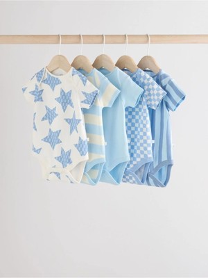 Next Baby Pamuklu Kısa Kollu Yıldız Desenli 5'li Body Zıbın Set