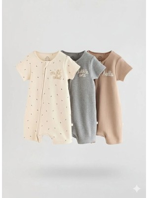 Next Baby Pamuklu Kahve 3'lü Romper Set