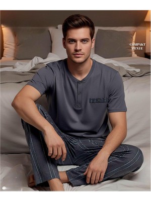 Arcan Erkek Düğme Yaka Kısa Kol Compact Penye Pijama Takımı 65130F - 1 Adet