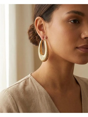 Büyük Boy Vintage Midye Çelik Halka Küpe 5cm