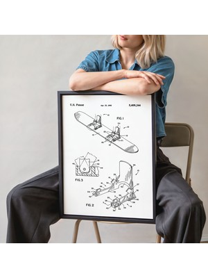 Pegziz Snowboard Poster Çerçeveli Tablo Kış Sporları Duvar Tablosu