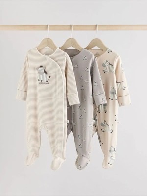 Next Baby Pamuklu Zebra Desenli 3'lü Tulum Set