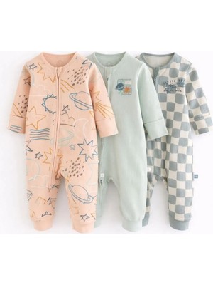 Next Baby Pamuklu Uzay Temalı 3'lü Tulum Set