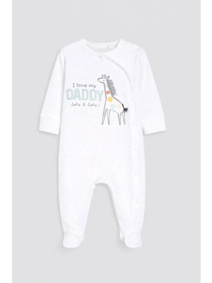 Next Baby Pamuklu Beyaz Daddy Baskılı Tulum