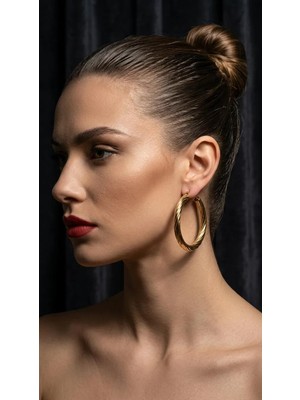 14K Burgu Halka Küpe 5cm