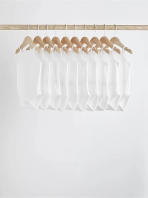 Next Baby Pamuklu Beyaz Ip Askılı Atlet Body Zıbın 10'lu Set