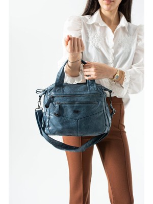 Baginn Vegan Deri Kadın Omuz Çantası Retro Y.s.deri Çok Cepli Çapraz Askılı Kol Çantası 28*24 cm