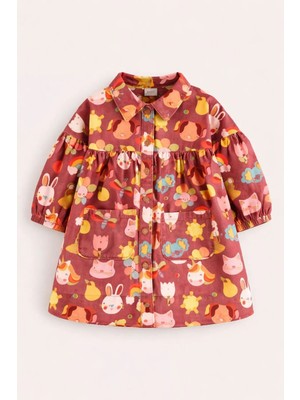 Next Baby Pamuklu Kahverengi Gömlek Yaka Animal Elbise