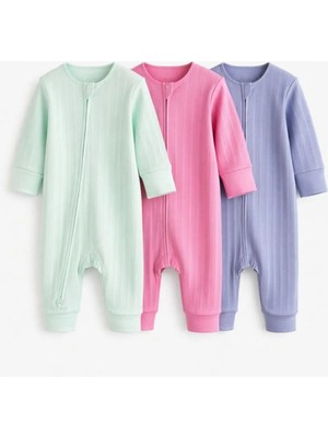 Next Baby Pamuklu Pastel Renkler 3'lü Tulum Set