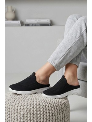 In Step Urban-Flex Esnek Tabanlı Ultra Hafif Ortopedik Medikal Hulluks Topukdikeni Kadın Siyah Yürüyüş Terliği