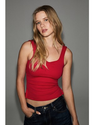 Grimelange Evarıs Kadın Yumuşak ve Esnek Kumaşlı Organik Pamuklu Kırmızı Bluz