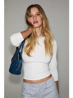 Grimelange Sonelıta Kadın Yumuşak ve Esnek Kumaşlı  Truvalar Kollu Beyaz Bluz